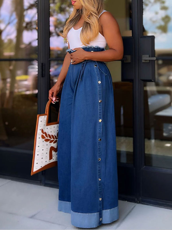 High-Waist Button Jeans