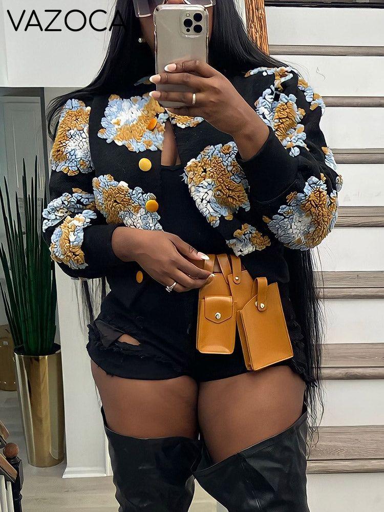 Flower Plush Button Coat