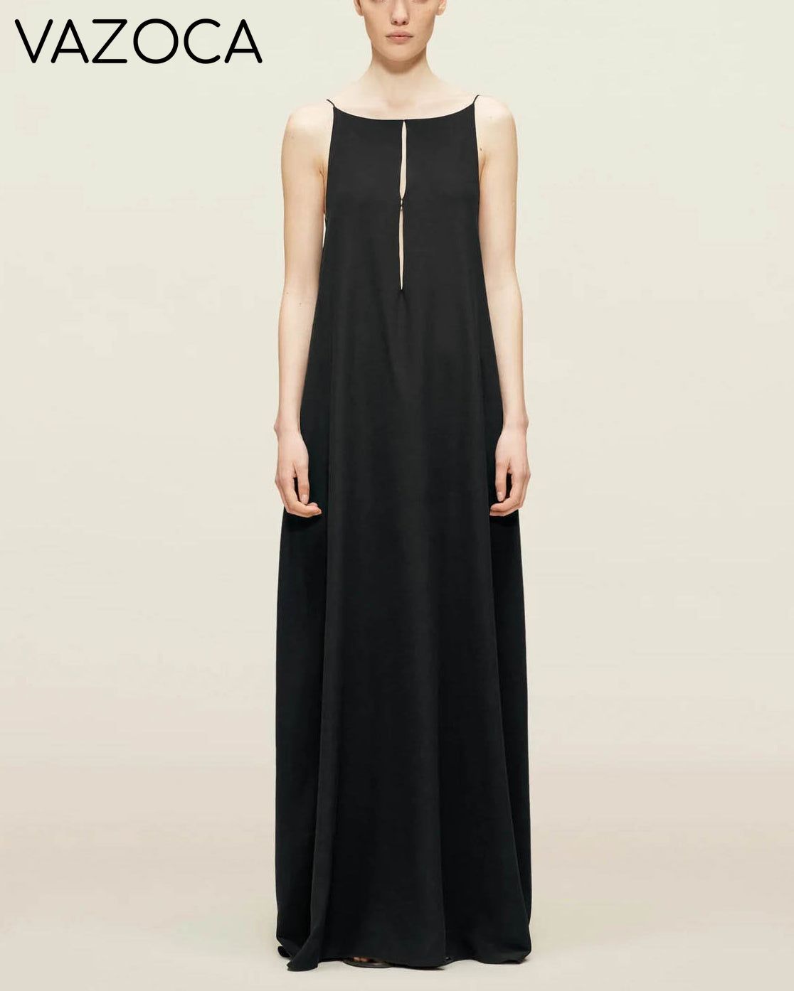 Backless Vacation Long Dress Black