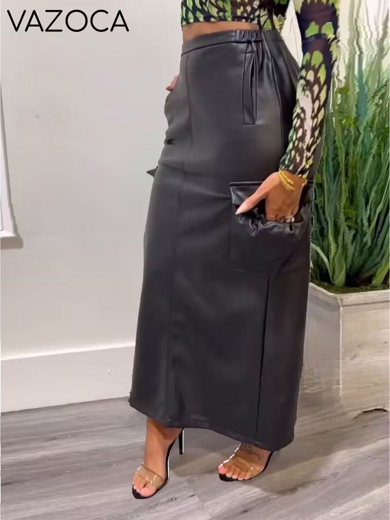 Gorgeousladie Faux Leather Cargo Skirt