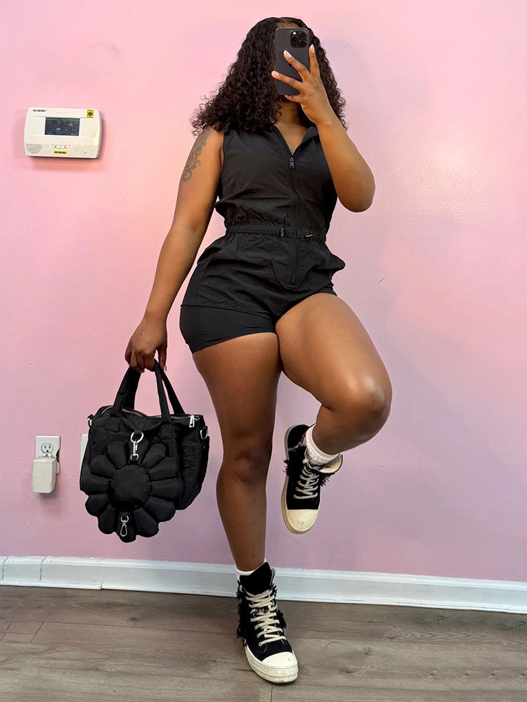 Sleeveless Zip Hoodie Romper