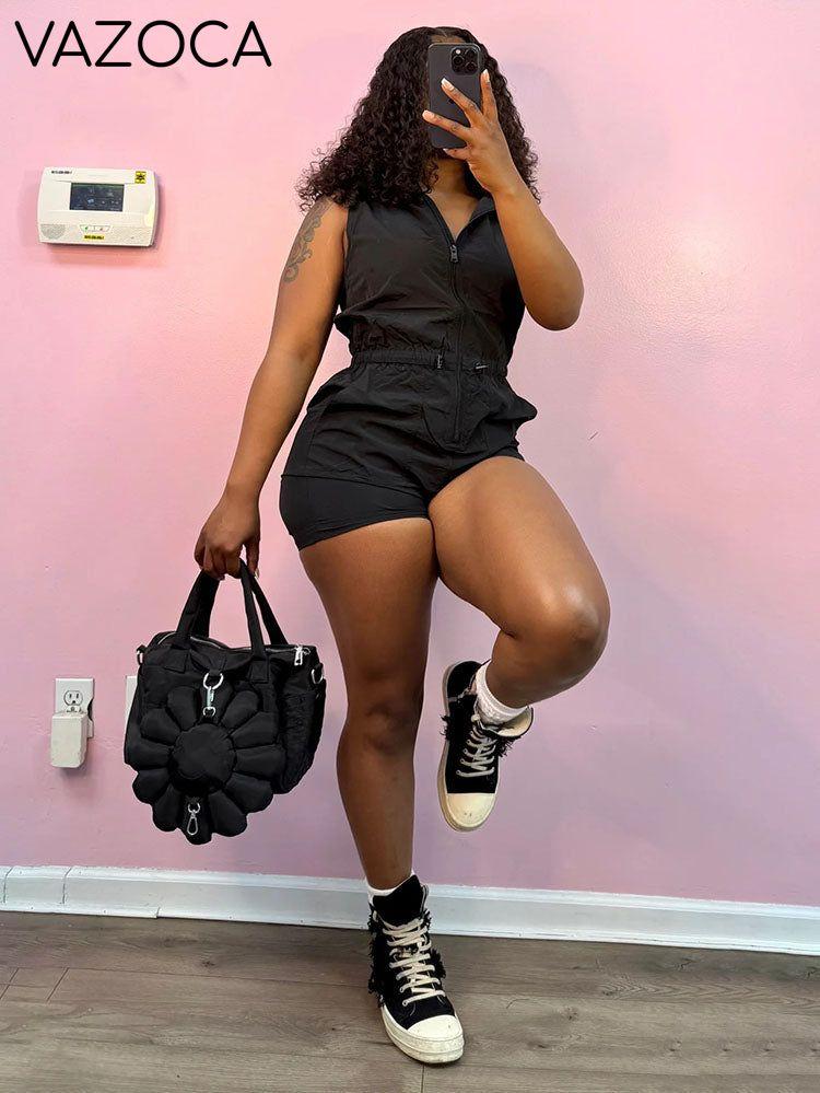 Sleeveless Zip Hoodie Romper