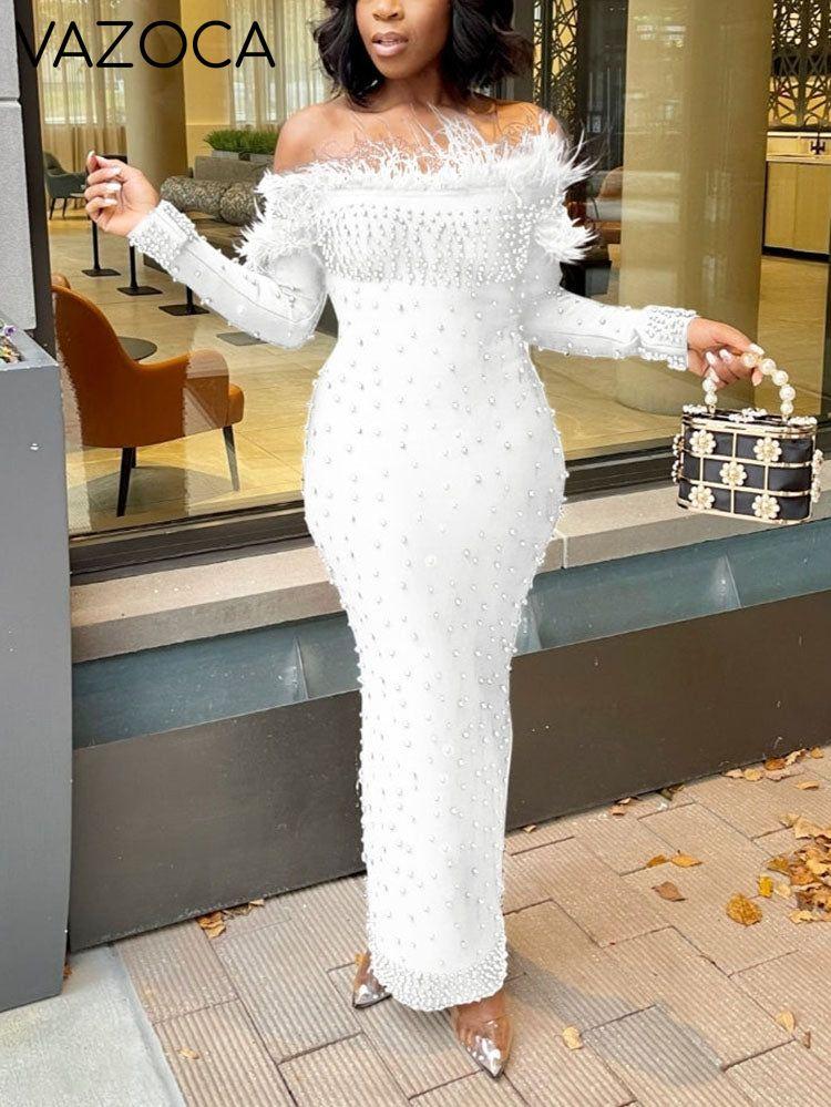 Beaded Feather Party Dress