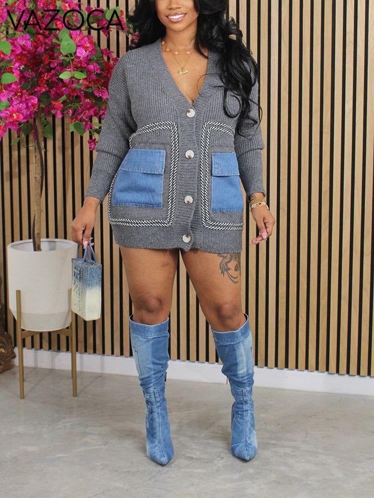 Denim Pocket Button Cardigan