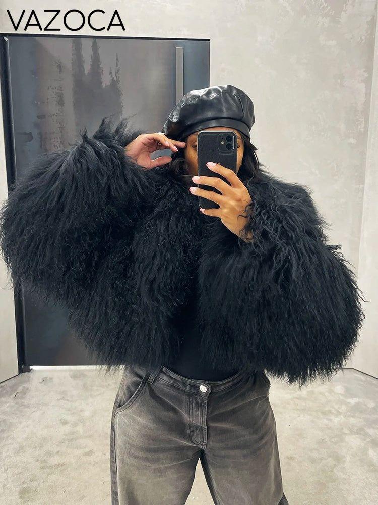 Cloud Mongolian Fur Jacket