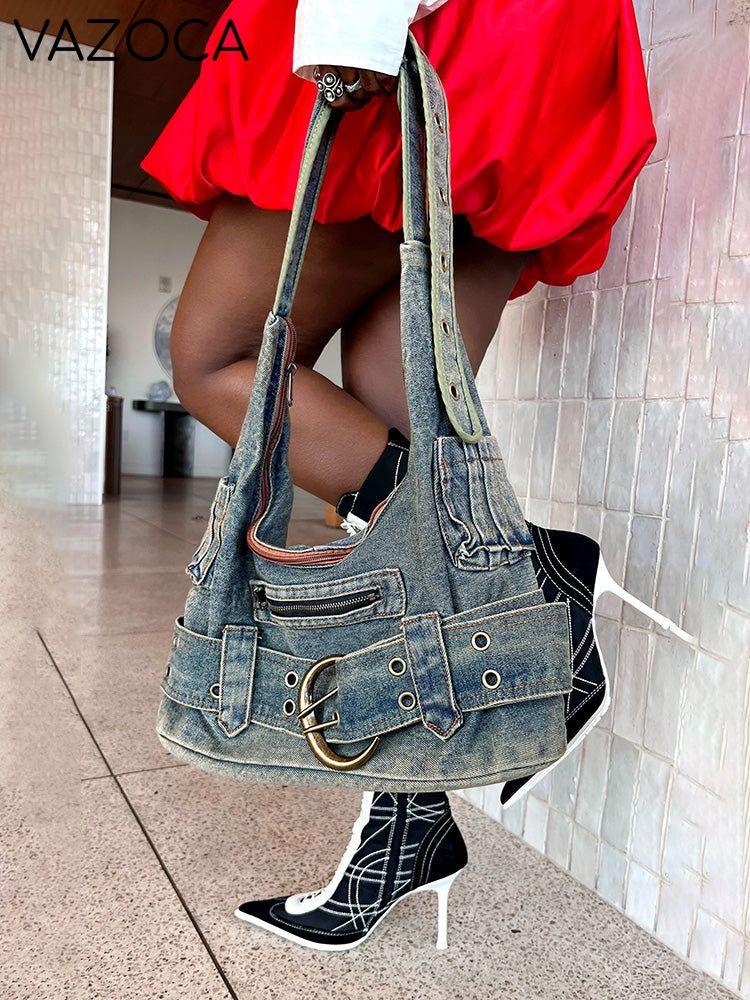 Buckle Shoulder Tote Bag