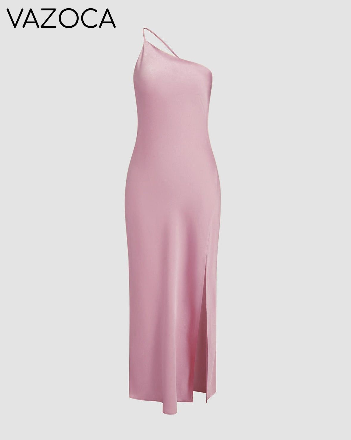 Moonlight Open Back Satin Slit Long Dress Pink