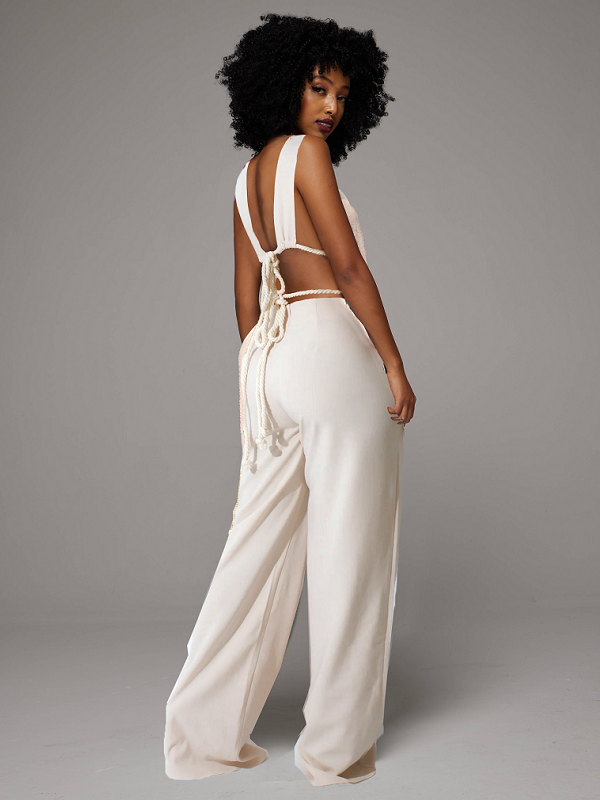 Tied Top & Wide-Leg Pants Set -- sold out
