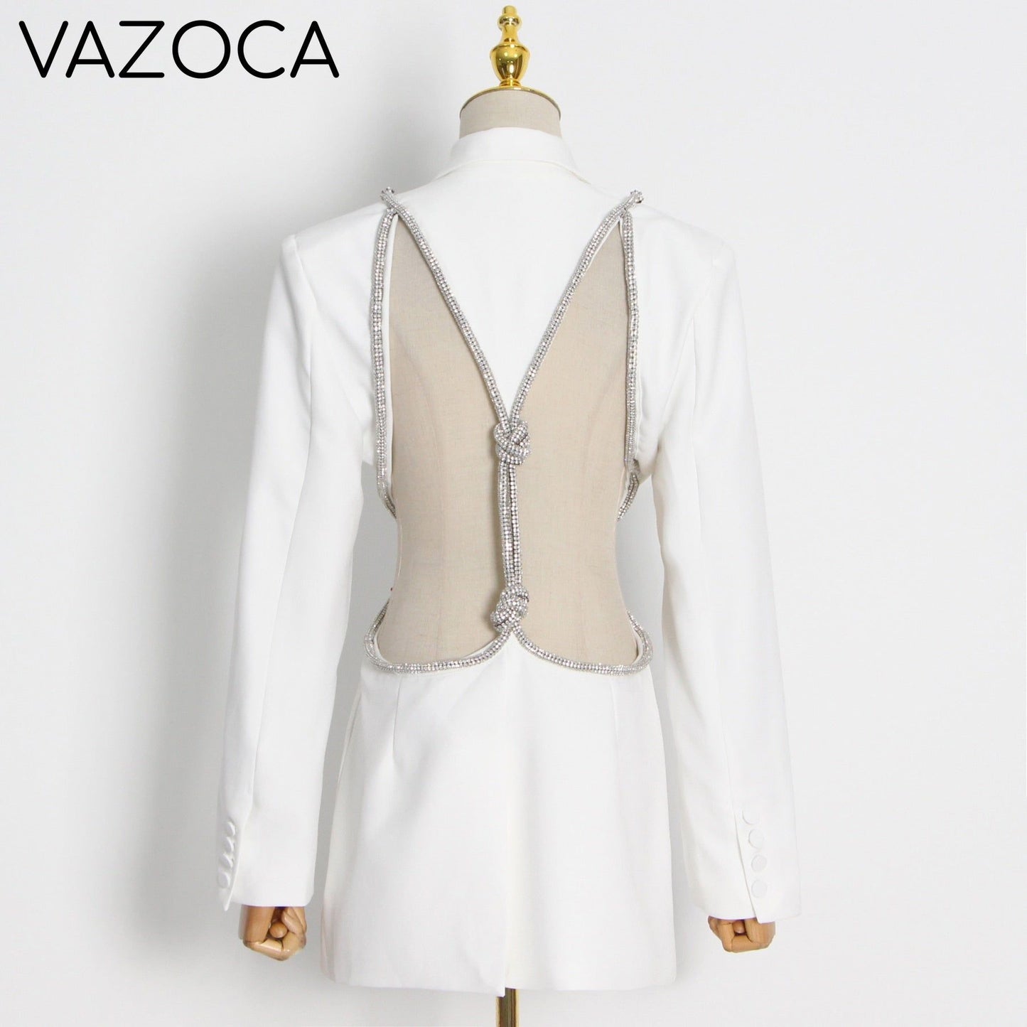 Cherry On Top Backless Diamond Blazer white