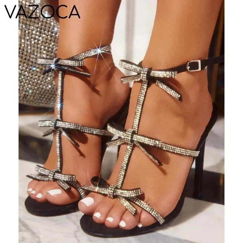 Elle Crystal High Heels Black