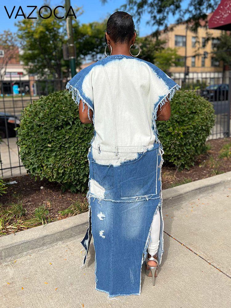 Washed Denim Chain Vest
