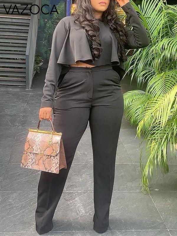 Solid High-Low Top & Pants Set