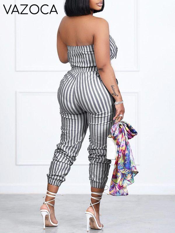 Stripe Strapless Jumpsuit