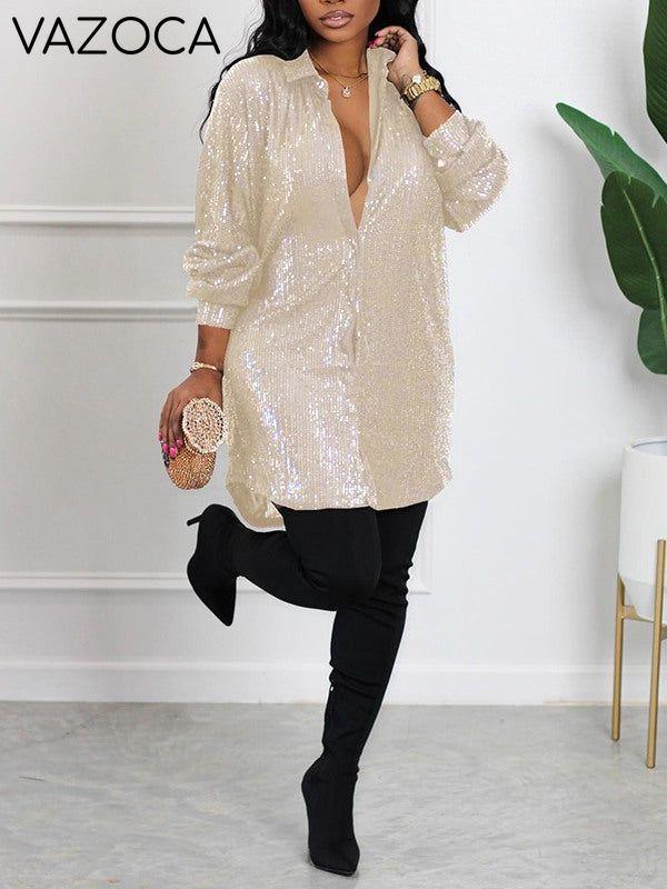 Sequin Shirt Dress