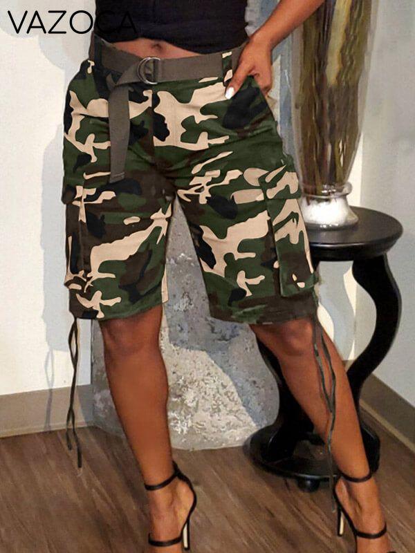 Drawstring Camo Cargo Shorts