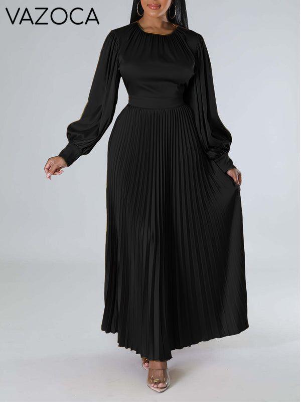 Solid Pleated Dress--Clearance