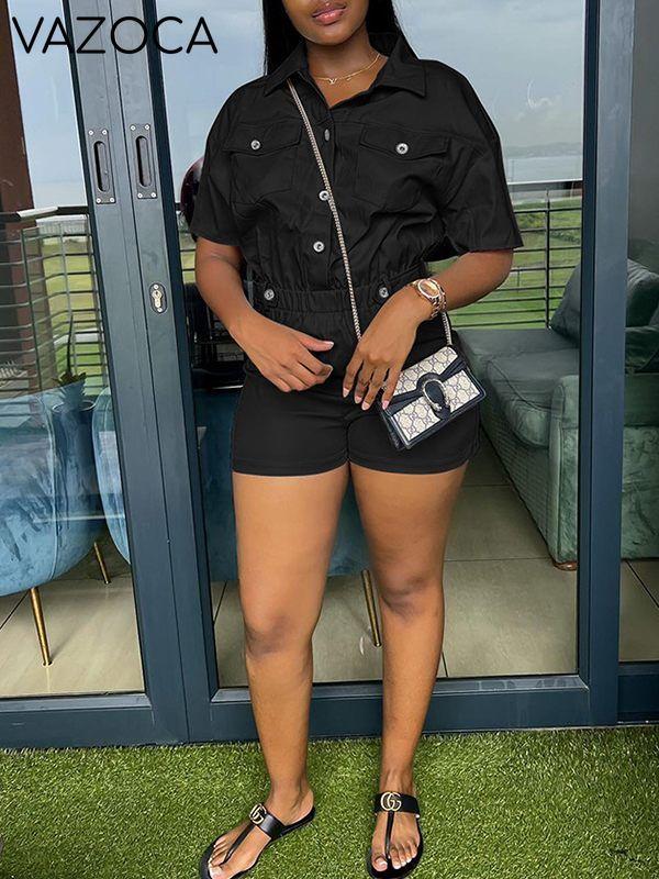Gorgeousladie Button-Front Cargo Romper