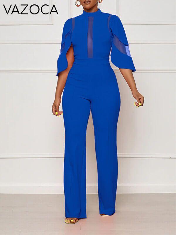 Solid Sheer Combo Jumpsuit--Clearance