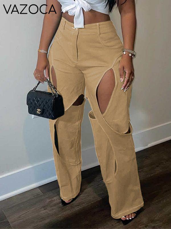 Gorgeousladie Solid Cutout Pants