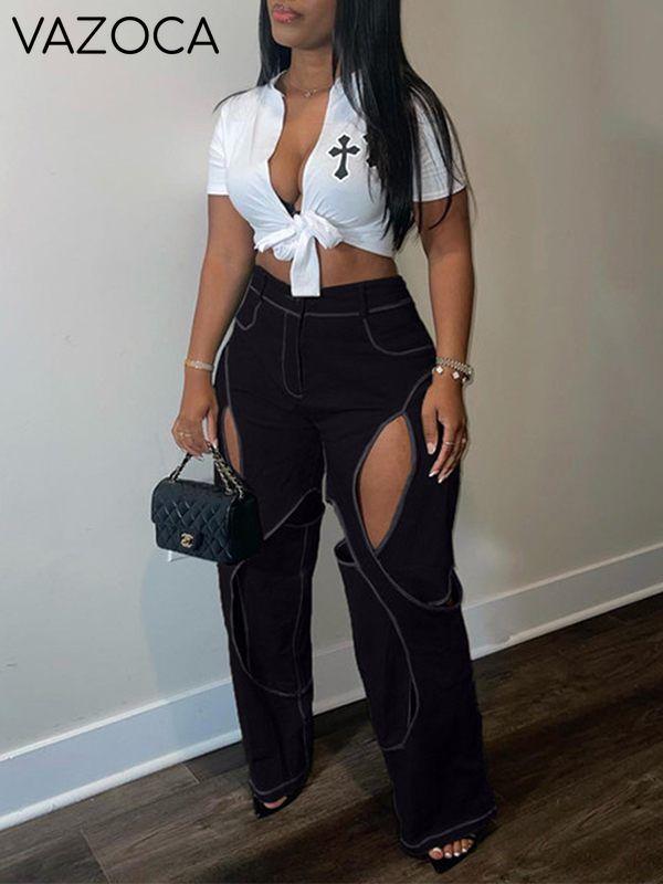 Solid Cutout Pants