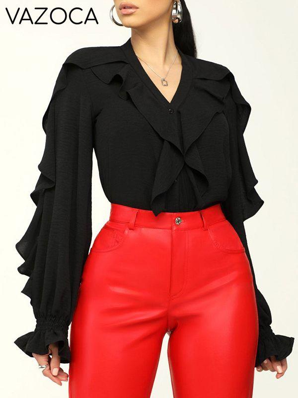 Solid Ruffle Shirt