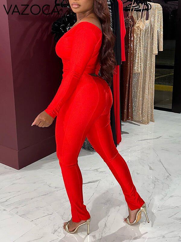 V-Neck Top & Pants Set--Clearance