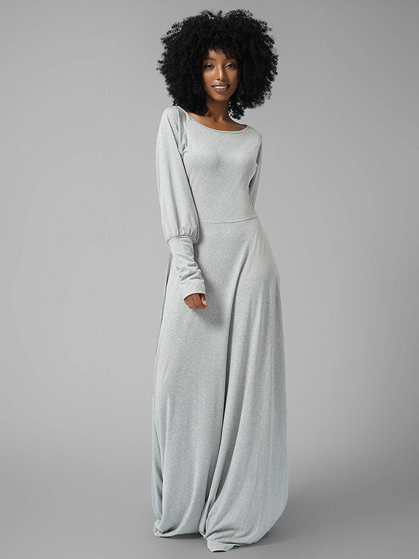 Bishop Sleeve Maxi Dress Gray