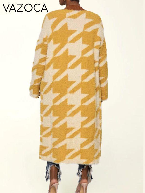 Houndstooth Open-Front Cardigan--Clearance