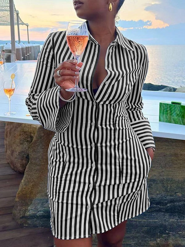 Gorgeousladie Stripe Shirt Dress