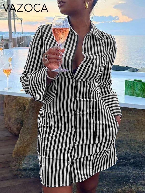 Gorgeousladie Stripe Shirt Dress