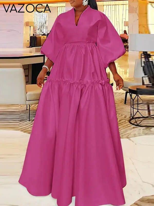 Solid V-Neck Maxi Dress
