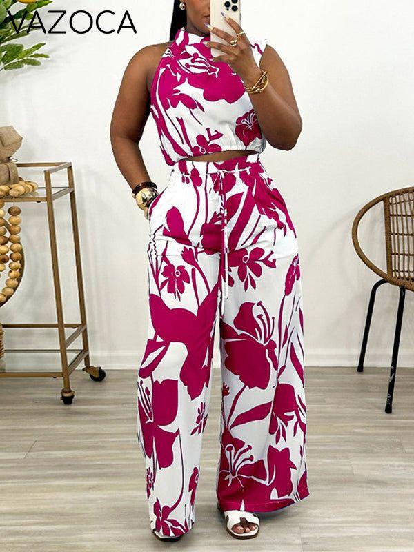 Printed Tank Top & Wide-Leg Pants Set