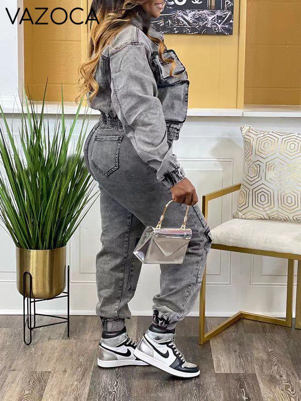 Morchique Denim Cargo Jacket & Pants Set