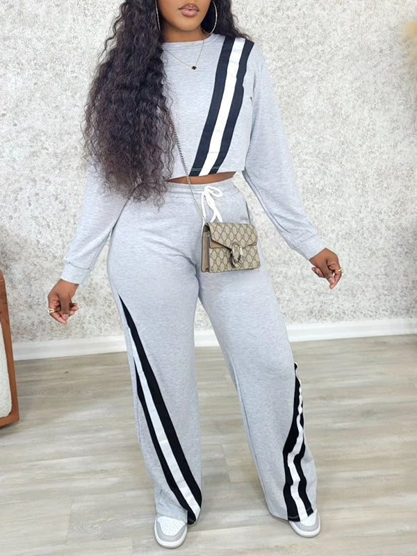 Gorgeousladie Stripe Sweatshirt & Pants Set