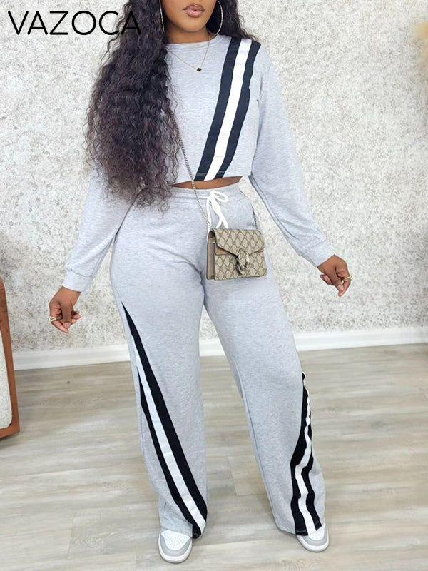 Gorgeousladie Stripe Sweatshirt & Pants Set