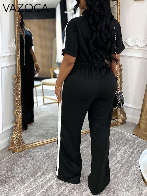 Zip-Front Side-Stripe Jumpsuit
