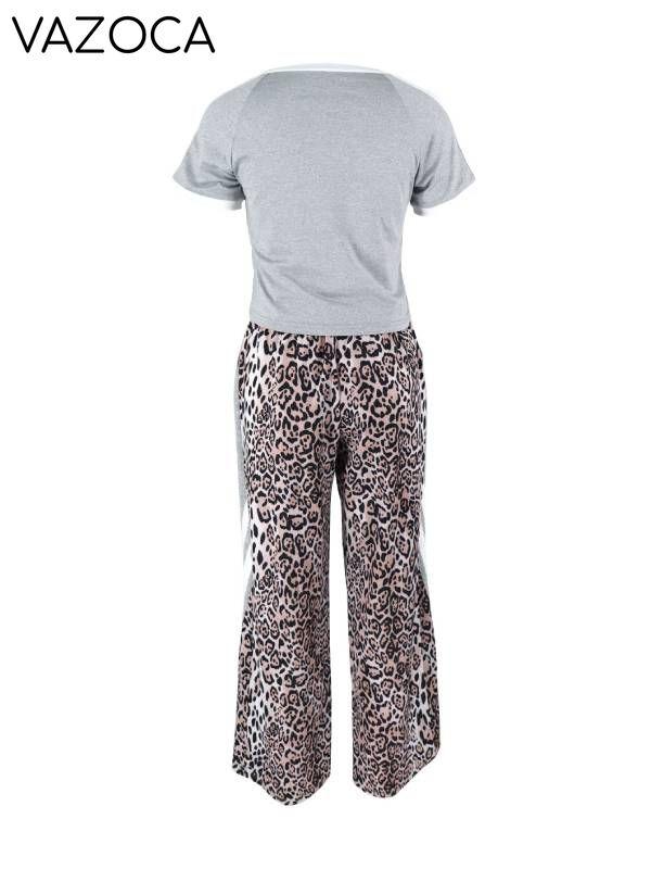 7 Tee & Leopard Combo Pants Set