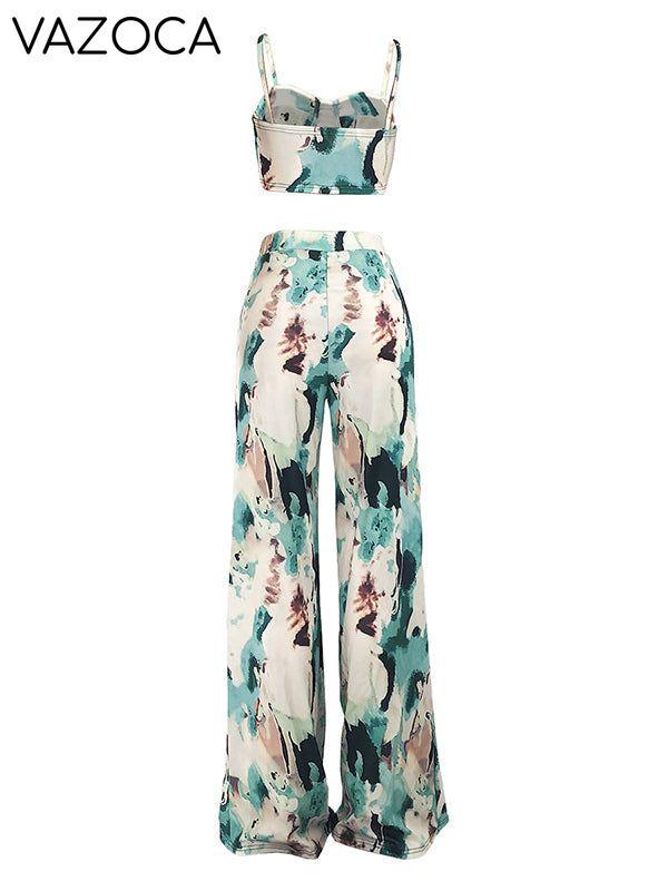 Morchique Printed Cami Top & Wide-Leg Pants Set