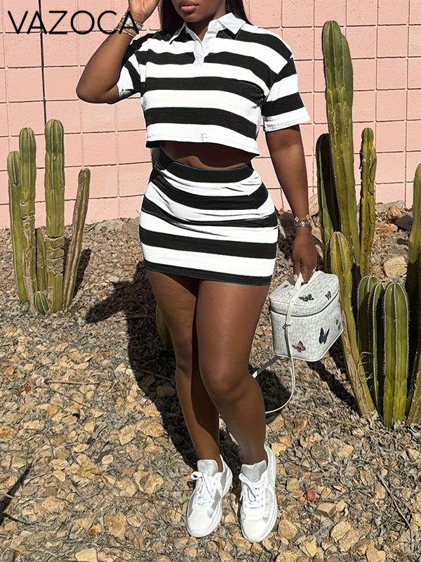 Stripe Polo Tee & Skirt Set