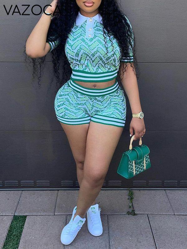 Printed Polo Tee & Shorts Set