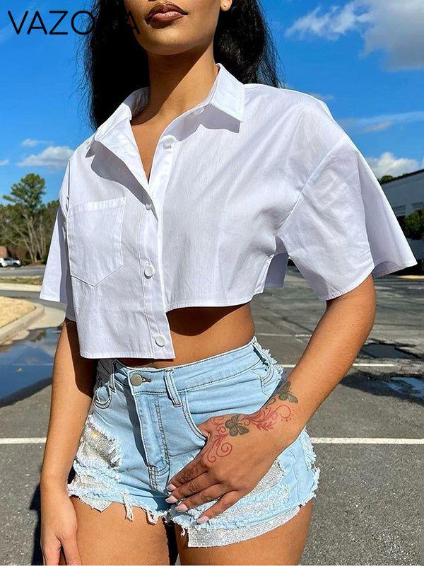 Solid Cropped Shirt