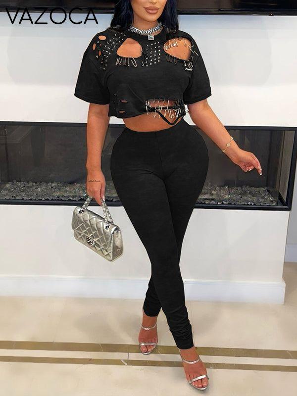 Morchique Ripped Tee & Pants Set
