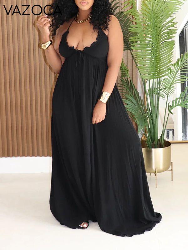 Solid Halter Tied Maxi Dress