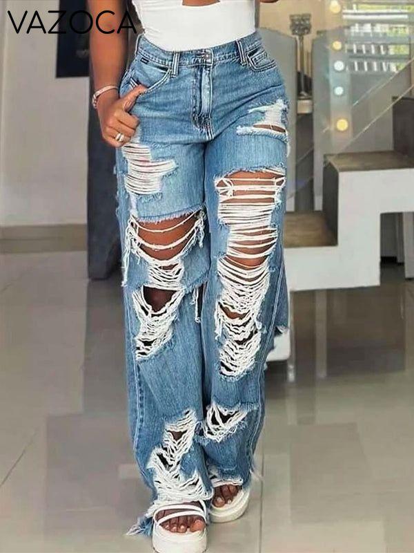 Ripped Straight Jeans