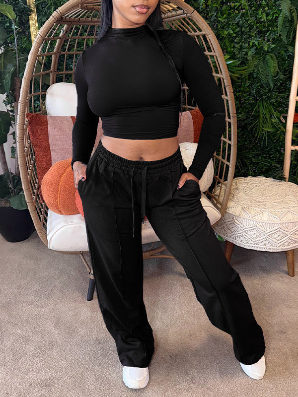 Solid Top & Pants Set