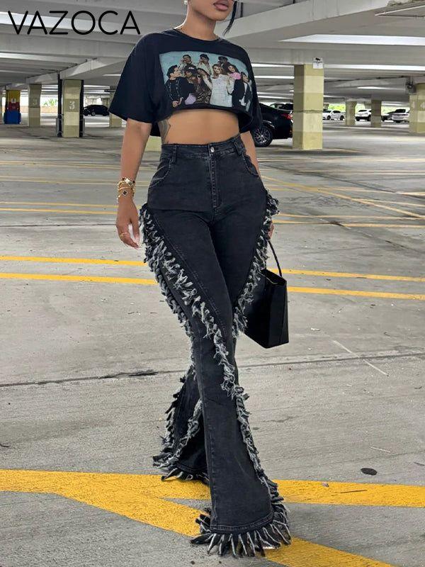 Fringe Flared Jeans