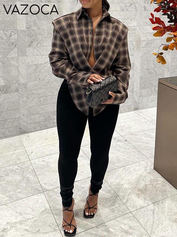 Plaid Side Slit Shirt
