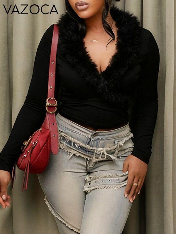 Faux-Fur Combo Top