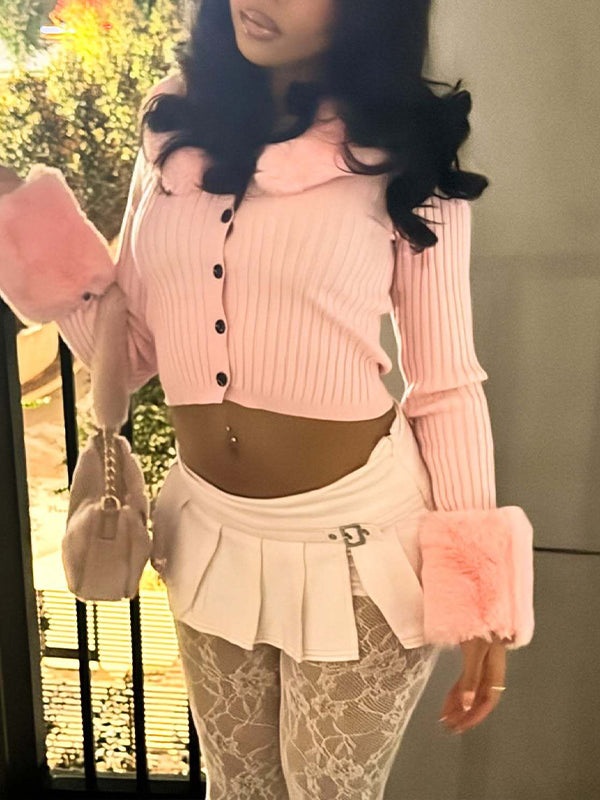 Faux-Fur Combo Cardigan