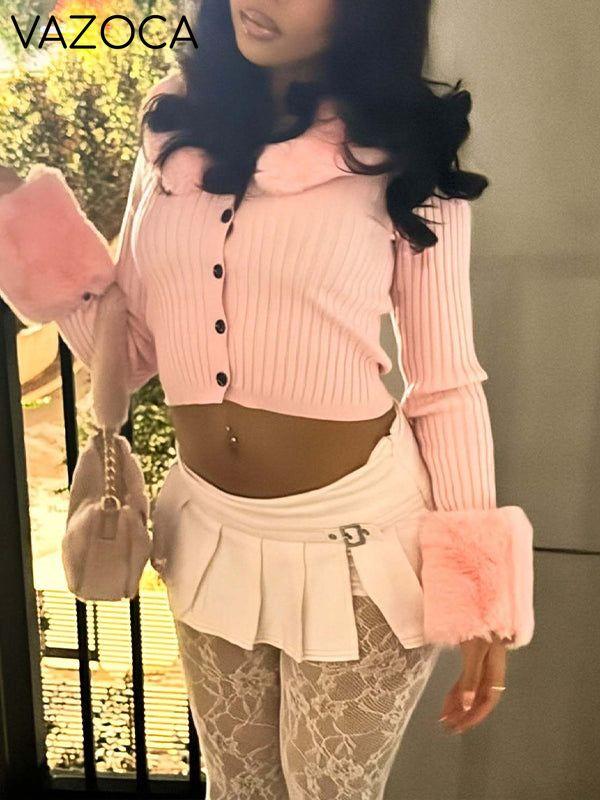Faux-Fur Combo Cardigan